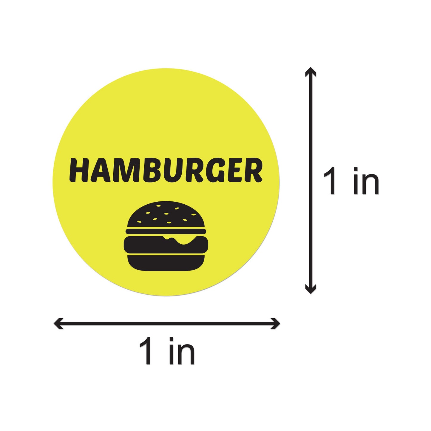 1 inch Hamburger Food Label Roll (Yellow)
