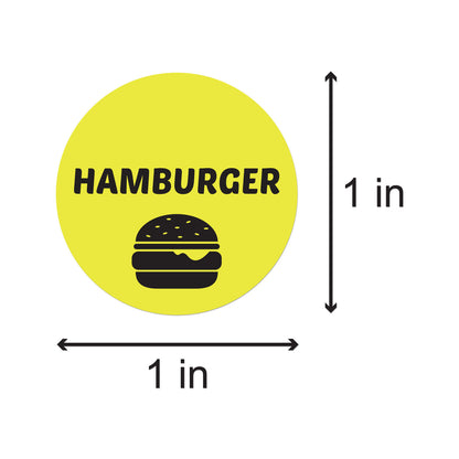 1 inch Hamburger Food Label Roll (Yellow)