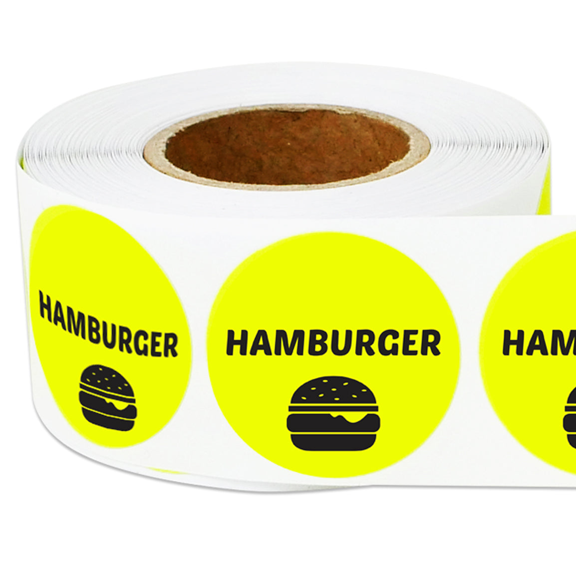 1 inch Hamburger Food Label Roll (Yellow)