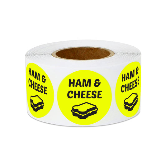 1in Sticker: Ham and Cheese Food Label Roll