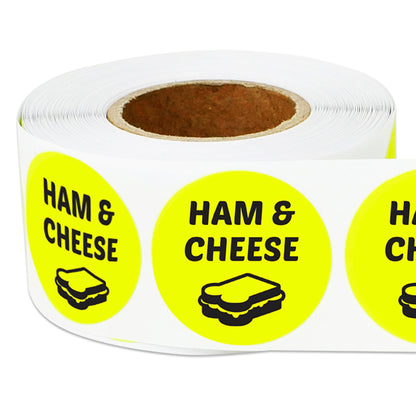 1 inch Ham and Cheese Food Label Roll (Yellow)