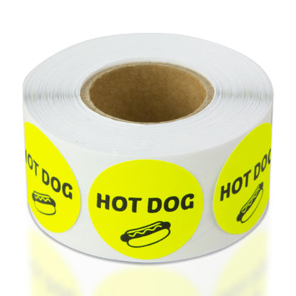 1 inch Hot Dog Food Label Roll (Yellow)