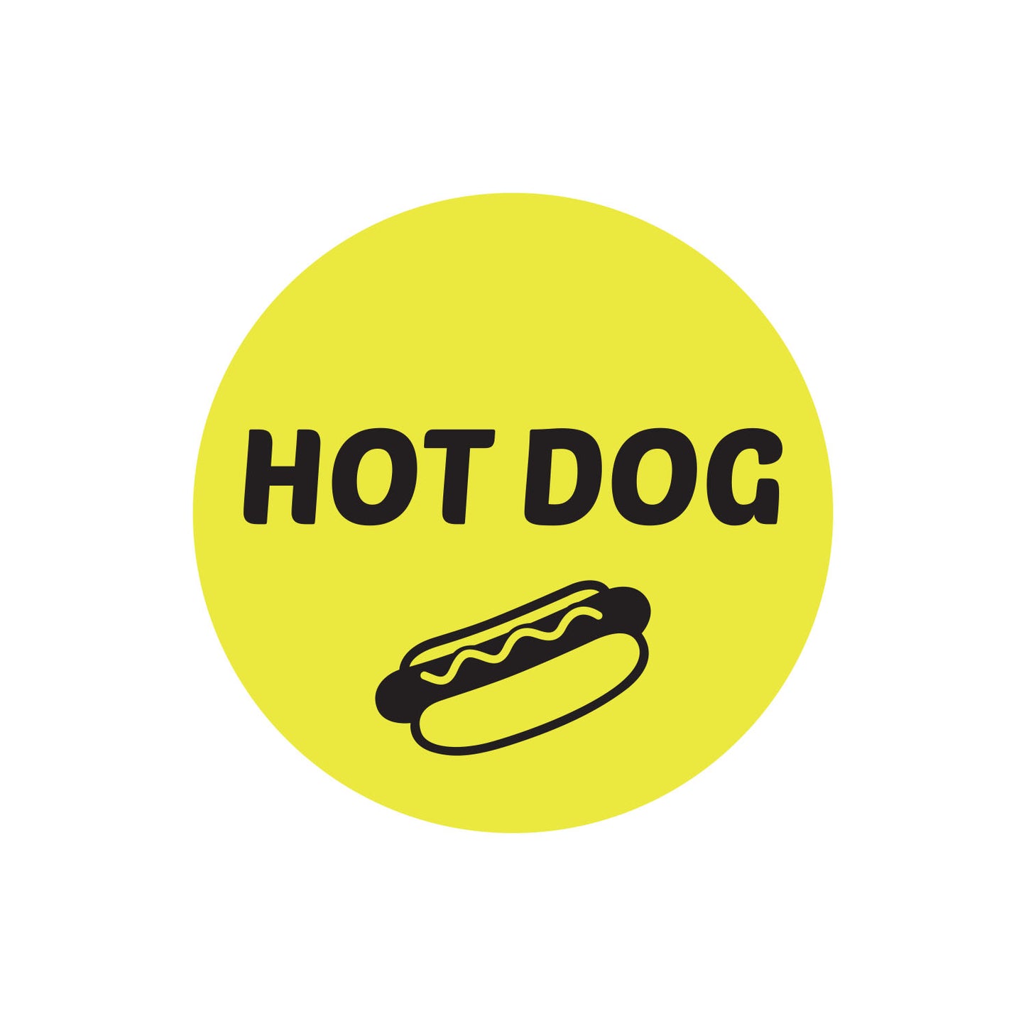 1 inch Hot Dog Food Label Roll (Yellow)