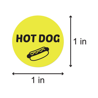 1 inch Hot Dog Food Label Roll (Yellow)
