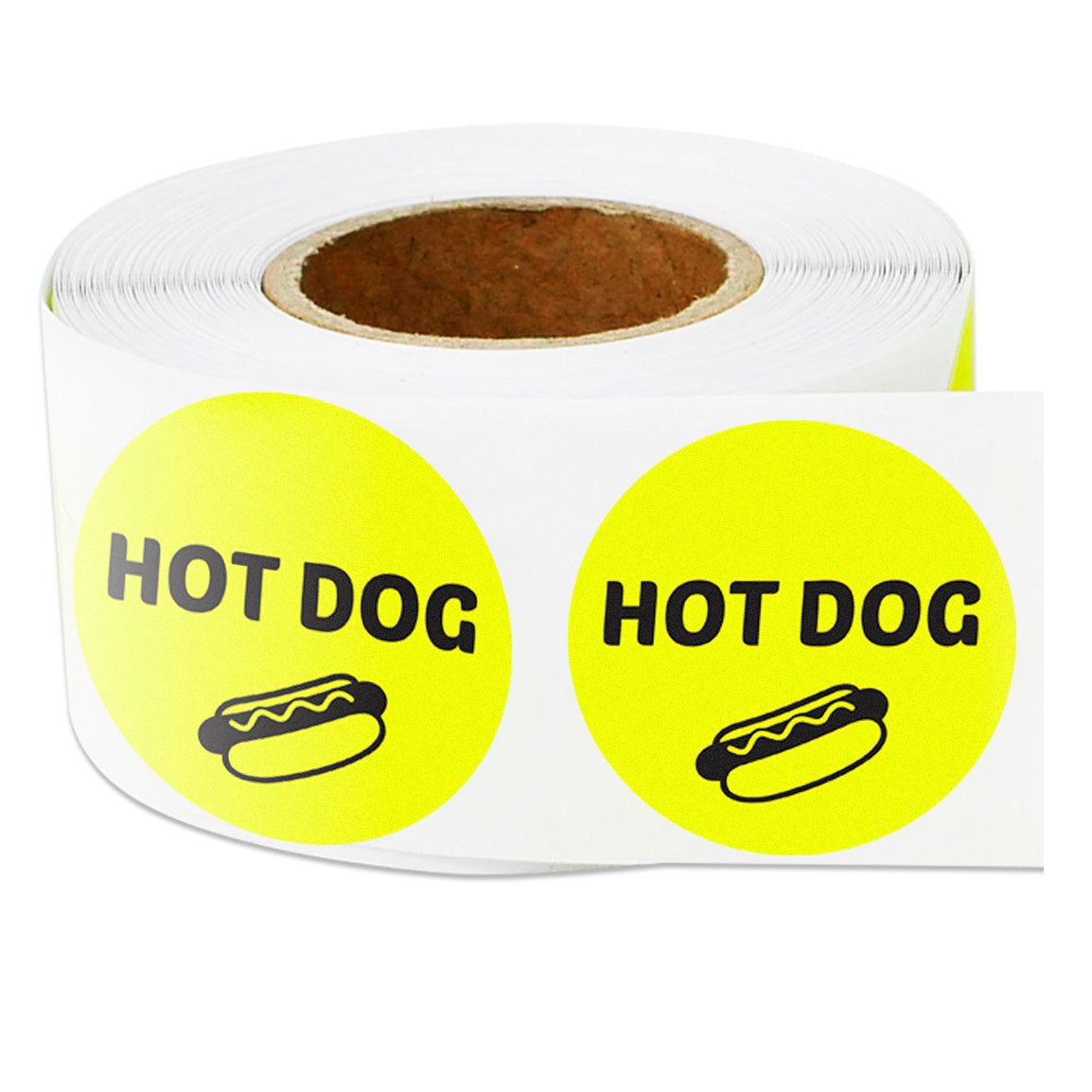1 inch Hot Dog Food Label Roll (Yellow)
