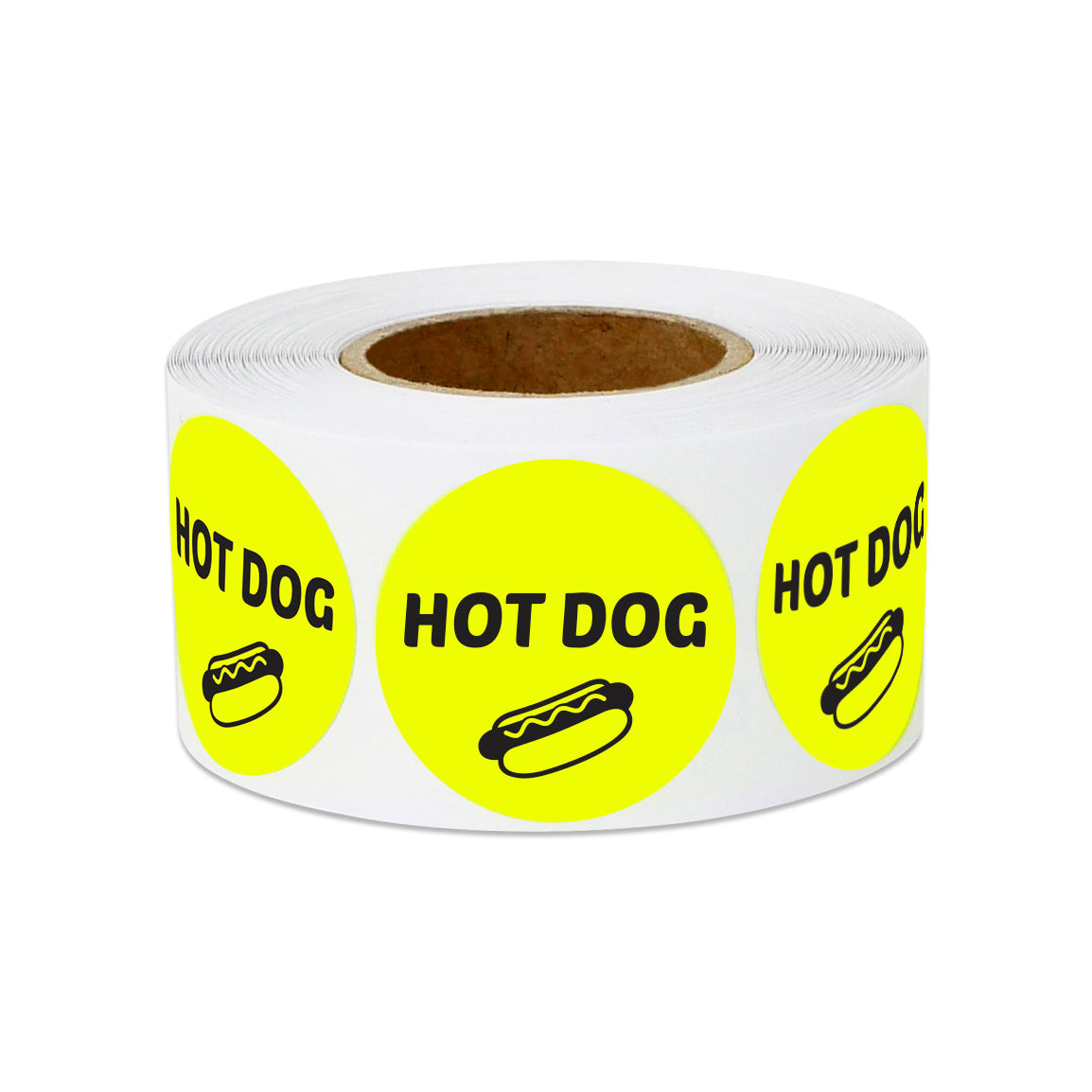 1 inch Hot Dog Food Label Roll (Yellow)