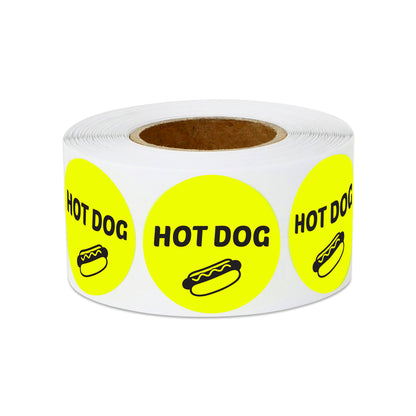 1 inch Hot Dog Food Label Roll (Yellow)