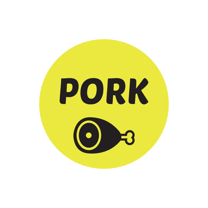 1 inch Pork Food Label Roll (Yellow)
