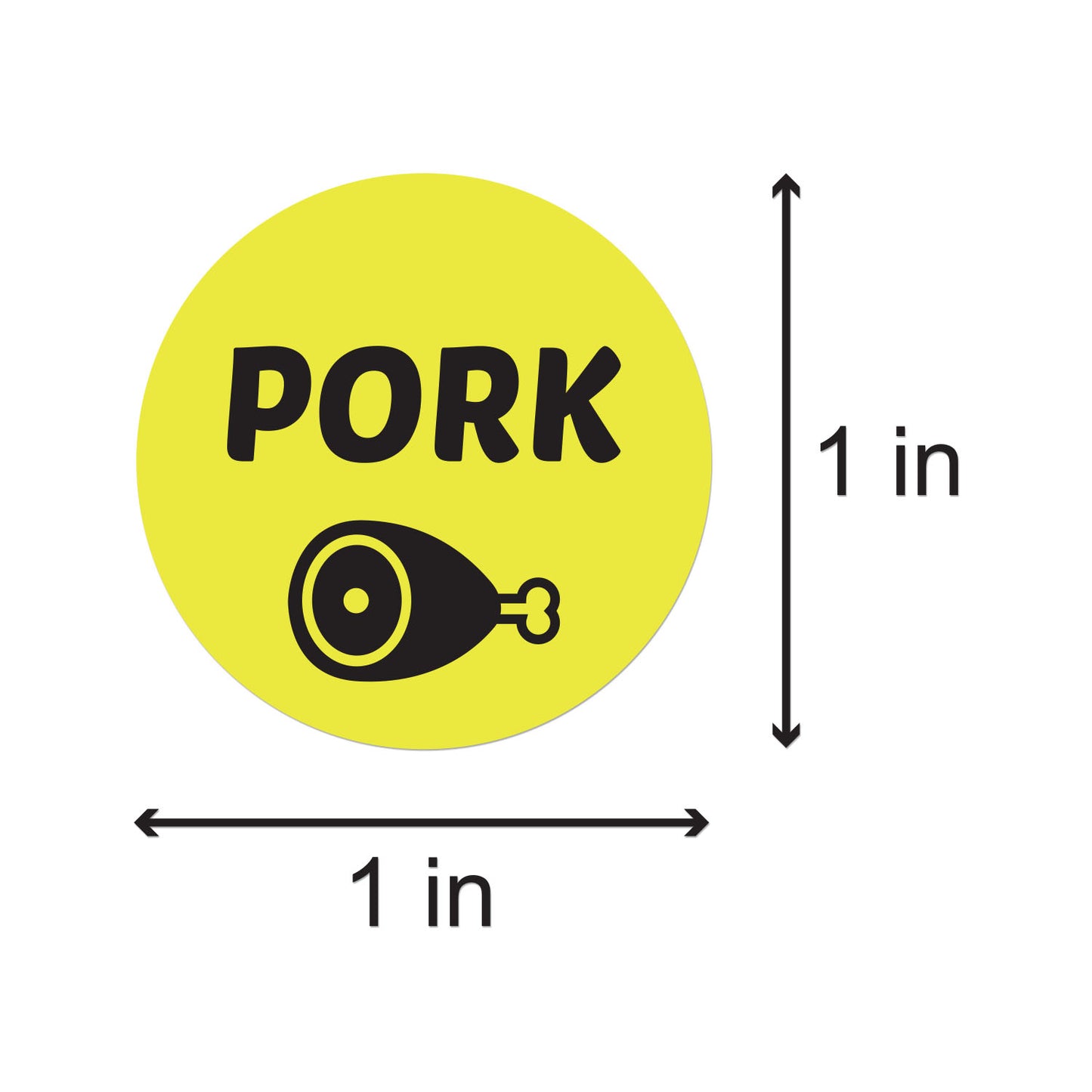 1 inch Pork Food Label Roll (Yellow)