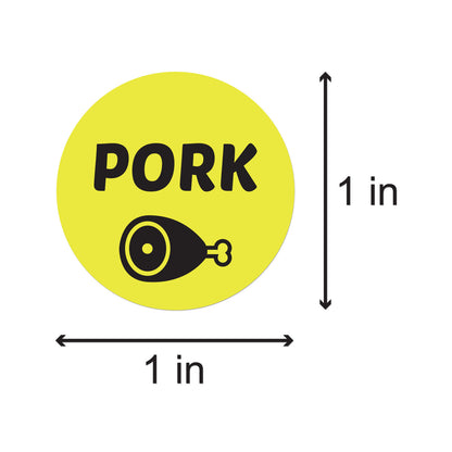 1 inch Pork Food Label Roll (Yellow)