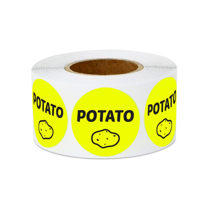 1in Sticker: Potato Food Label Roll (Yellow)