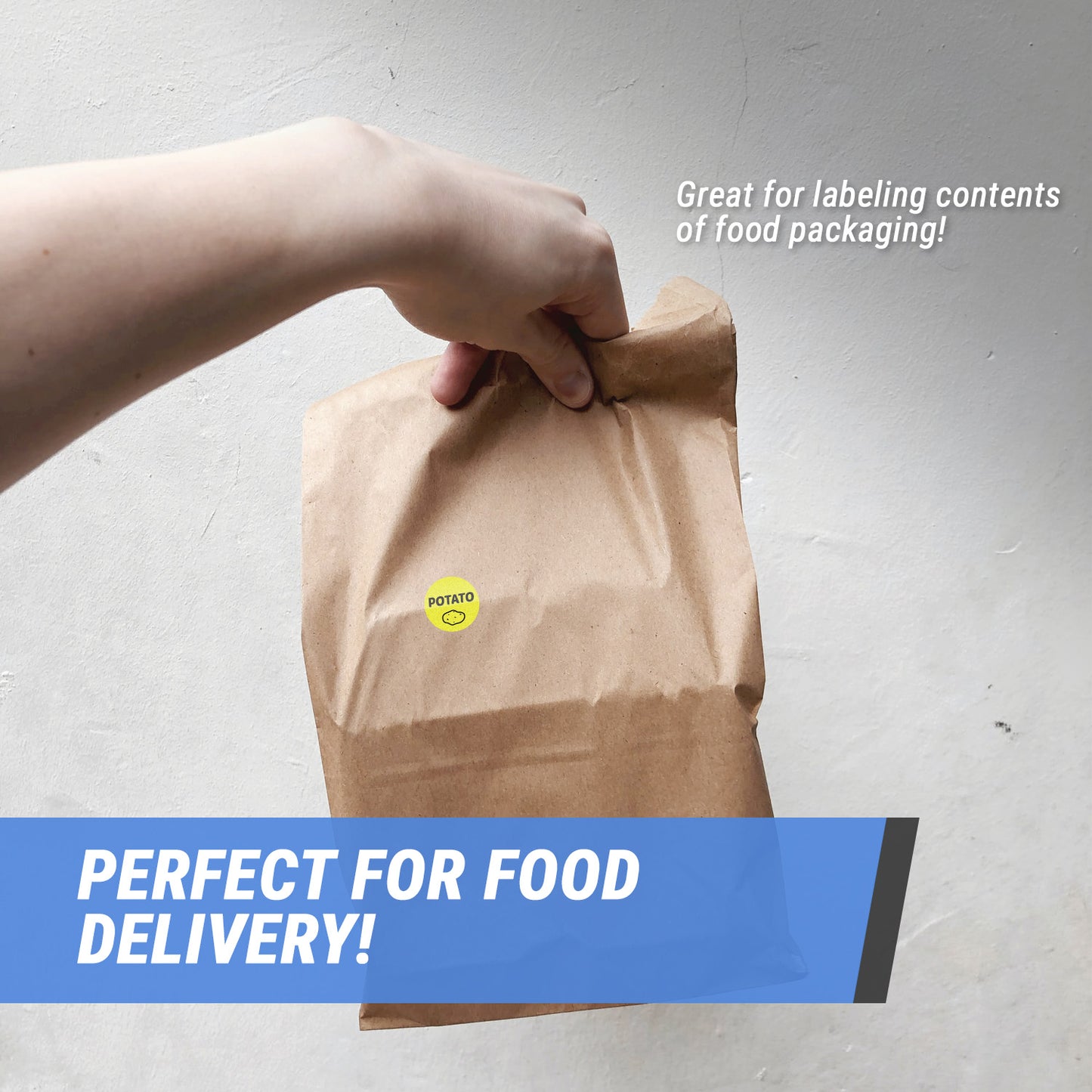 1in Sticker: Potato Food Label Roll (Yellow)