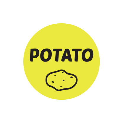 1in Sticker: Potato Food Label Roll (Yellow)