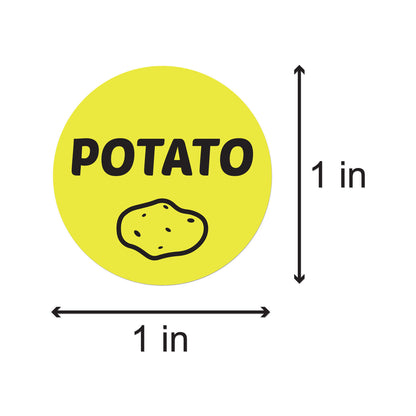 1in Sticker: Potato Food Label Roll (Yellow)