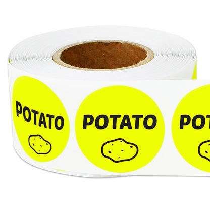 1in Sticker: Potato Food Label Roll (Yellow)