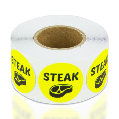 1 inch Steak Food Label Roll (Yellow)