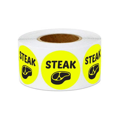 1 inch Steak Food Label Roll (Yellow)