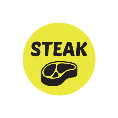1 inch Steak Food Label Roll (Yellow)
