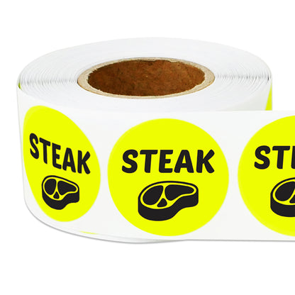 1 inch Steak Food Label Roll (Yellow)