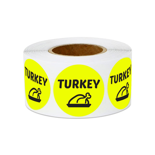 1in Sticker: Turkey Food Label Roll (Yellow)
