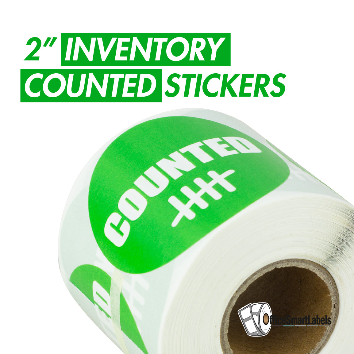 2in Sticker: Counted Inventory Label Roll (Green)