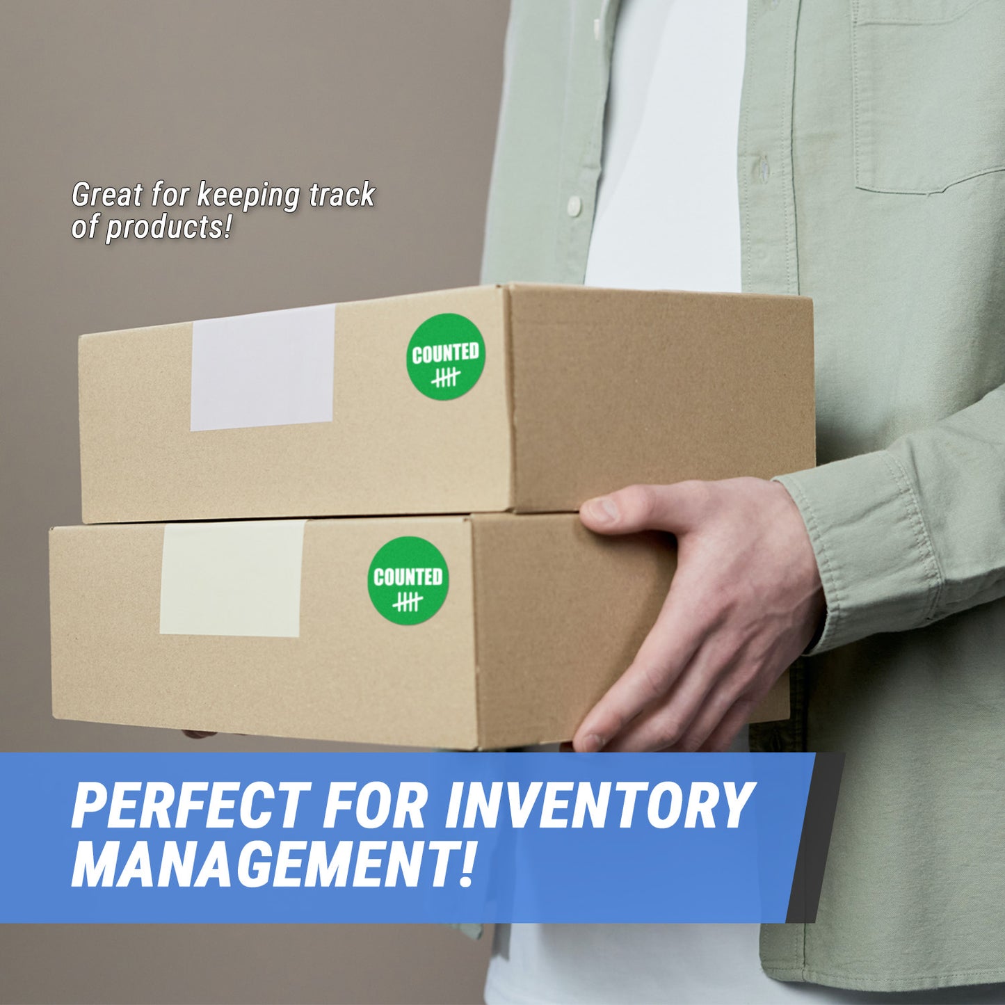 2in Sticker: Counted Inventory Label Roll (Green)