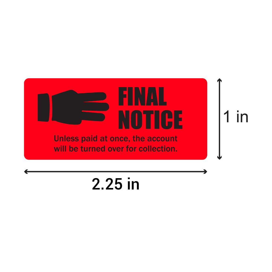 2 x 1in Sticker: Final Notice Accounting Label (Red)