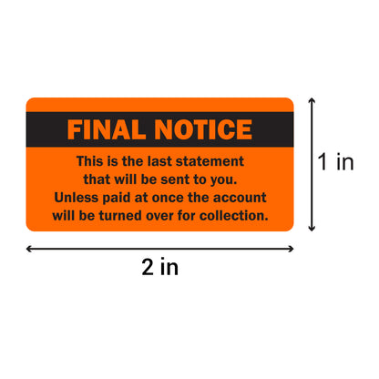 2 x 1 inch Final Notice Billing Labels (Roll)