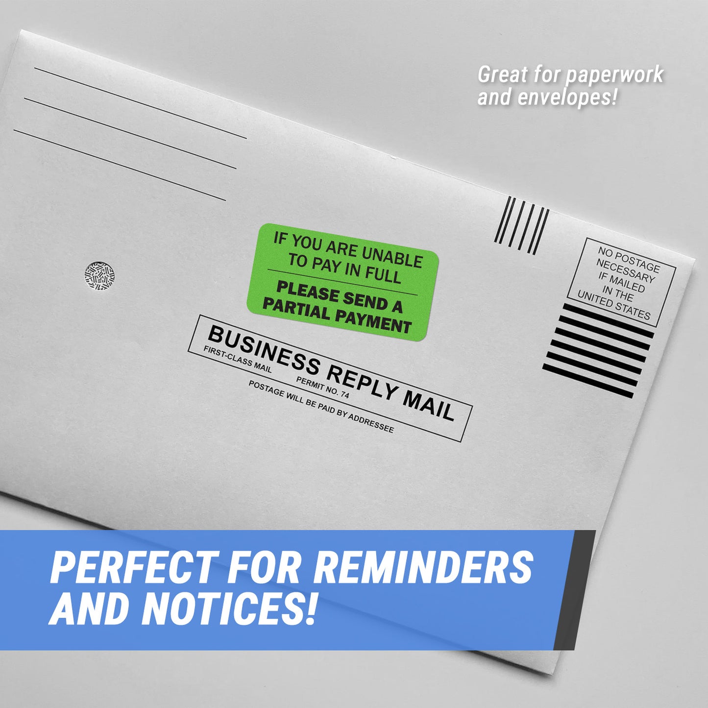 2 x 1 inch Please Send Partial Payment Billing Labels (Roll)