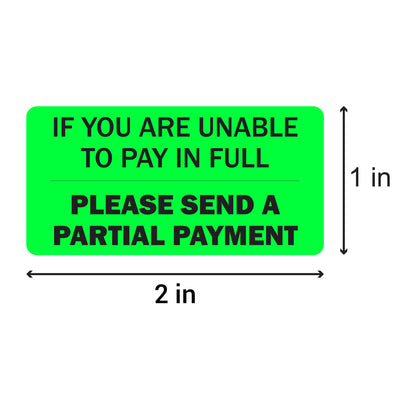 2 x 1 inch Please Send Partial Payment Billing Labels (Roll)