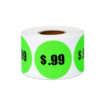 1.5in Sticker: 99 Cents Pricing Label Roll (Green)