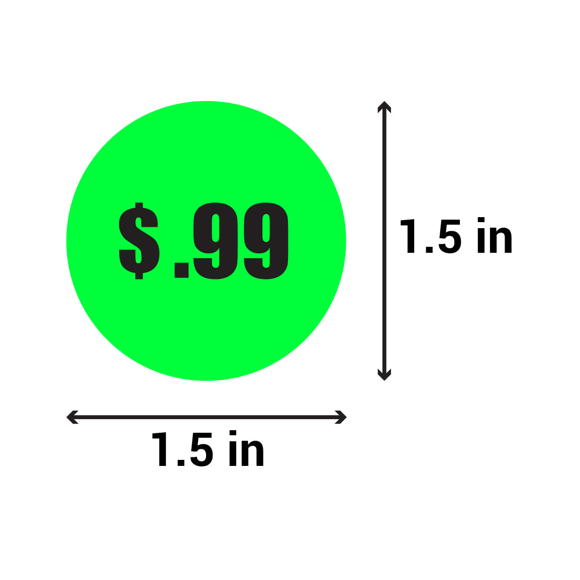 1.5in Sticker: 99 Cents Pricing Label Roll (Green)