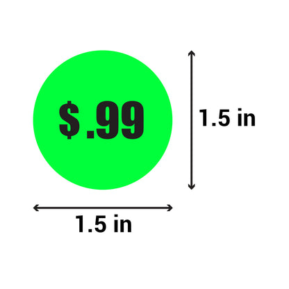 1.5in Sticker: 99 Cents Pricing Label Roll (Green)