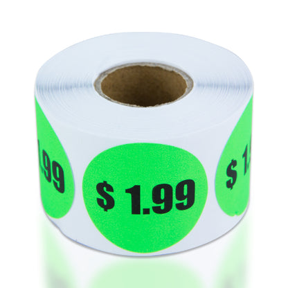 1.5in Sticker: $1.99 Pricing Label Roll (Green)
