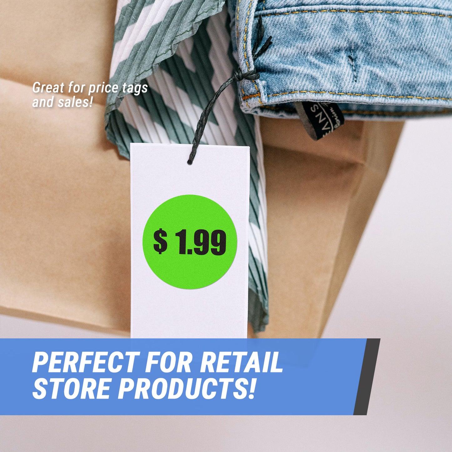 1.5in Sticker: $1.99 Pricing Label Roll (Green)