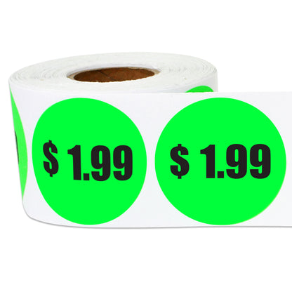 1.5in Sticker: $1.99 Pricing Label Roll (Green)