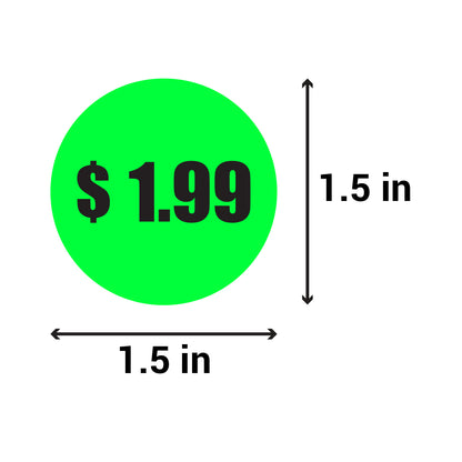1.5in Sticker: $1.99 Pricing Label Roll (Green)