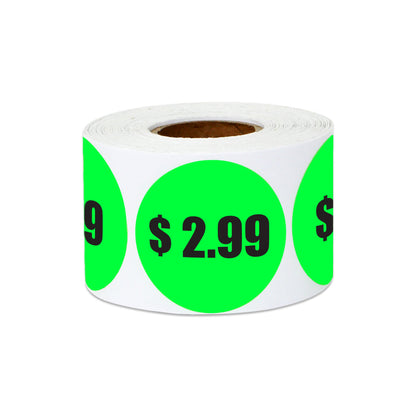 1.5in Sticker: $2.99 Pricing Label Roll (Green)