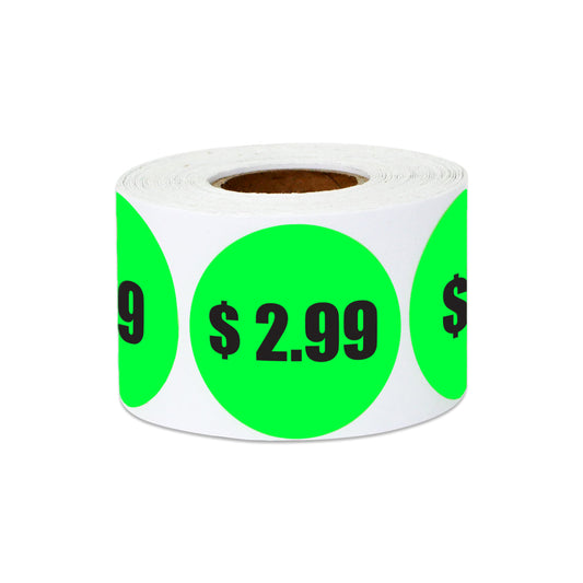 1.5in Sticker: $2.99 Pricing Label Roll (Green)