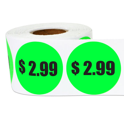 1.5in Sticker: $2.99 Pricing Label Roll (Green)