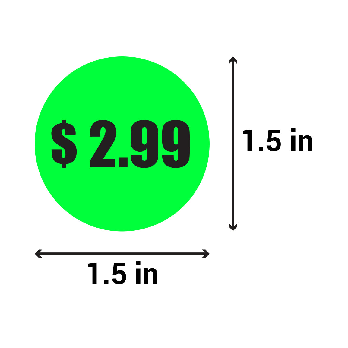 1.5in Sticker: $2.99 Pricing Label Roll (Green)
