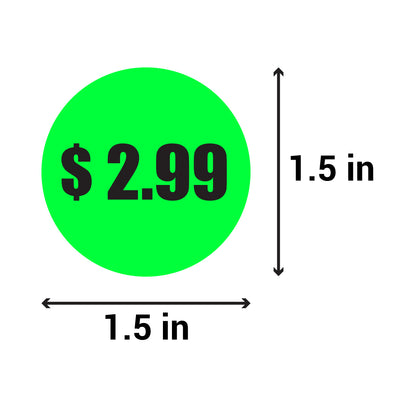 1.5in Sticker: $2.99 Pricing Label Roll (Green)