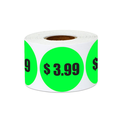 1.5in Sticker: $3.99 Pricing Label Roll (Green)