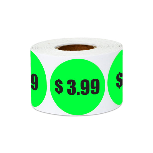 1.5in Sticker: $3.99 Pricing Label Roll (Green)