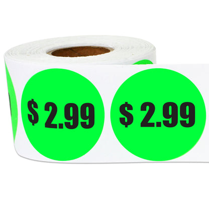 1.5in Sticker: $3.99 Pricing Label Roll (Green)