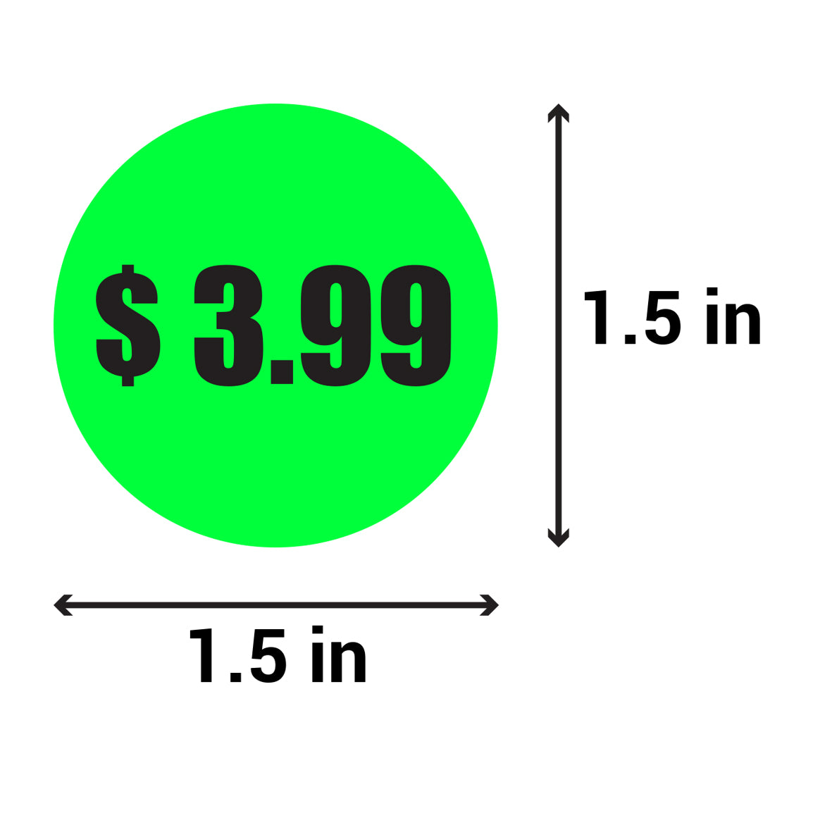 1.5in Sticker: $3.99 Pricing Label Roll (Green)