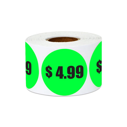 1.5in Sticker: $4.99 Pricing Label Roll (Green)