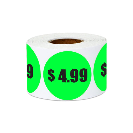1.5in Sticker: $4.99 Pricing Label Roll (Green)
