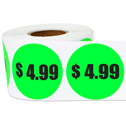 1.5in Sticker: $4.99 Pricing Label Roll (Green)