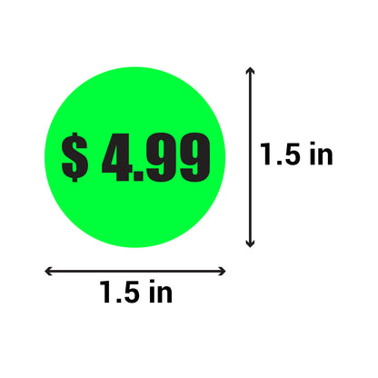 1.5in Sticker: $4.99 Pricing Label Roll (Green)